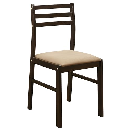 Coaster Home Furnishings 3-Piece Round Wood Dining Room Set Drop Leaf Extension Table Ladder Back Side Chairs Upholstered Seat Cushions Cappuccino and Tan 130005 Coaster Fine Furniture