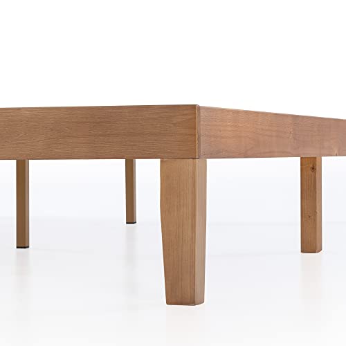Mellow Naturalista Classic 12 Inch Solid Wood Platform Bed with Wooden Slats, Cal King, Natural Pine Mellow