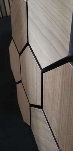 Generic Wooden Hexagon HoneyComb Acoustic Modern Wall Panel. Soundproof decorative felt. 3 sq-ft coverage per panel (Matte Black). 2 panels per package. Generic
