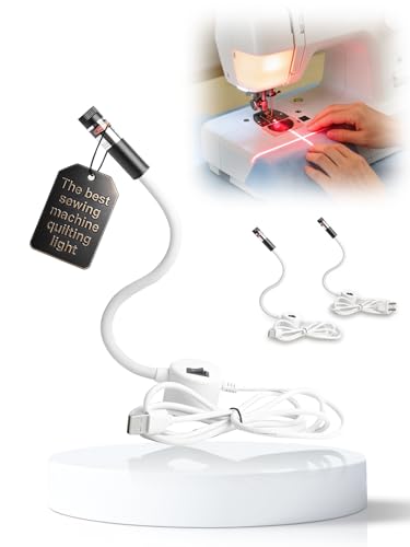 Magnetic Positioning Quilting Light for Sewing Machine Laser Miter Saw Seam Accessories Guide Stitch Straight Line Red with Accurate Alignment Sticker Heat Press Marking System Lazer (Crosslight-USB) ADGHK