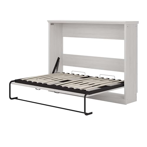 MERITLINE Twin Horizontal Murphy Chest Bed,Wood Folding Hideaway Bed Cabinet for Adults (White) MERITLINE