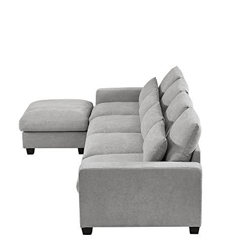 Merax 129" Large Modular Sectional Sofa 5 Pieces Modern L Shaped Couch with Deep Wide Chaise for Living Room Love Seats, Light Gray Merax