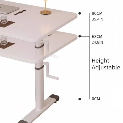 VyhPJg Manual Crank Standing Desk, Adjustable Desk, Computer Desk, Sit-Stand Study Desk, Hand Lifting Writing Desk, Study Table for Bedroom, Living Room, Office(White,31.5X23.6IN) VyhPJg