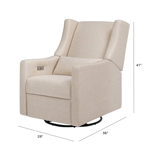 Babyletto Kiwi Electronic Power Recliner and Swivel Glider with USB Port in Performance Beach Eco-Weave, Water Repellent & Stain Resistant, Greenguard Gold and CertiPUR-US Certified babyletto