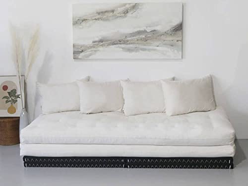 The Futon Shop Organic Wool Shiki Futon Mattress Twin with Latex - Japanese Style Shikibuton Mattress for Floor - Medium Firm, Cotton Cover The Futon Shop