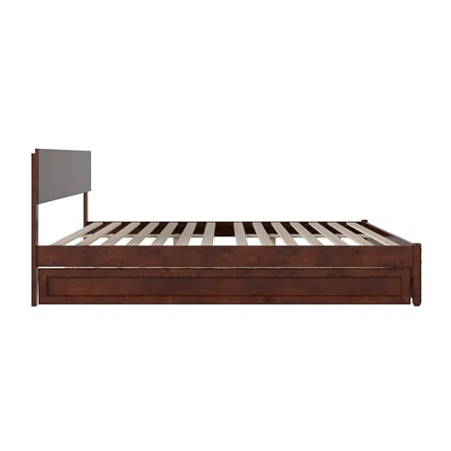 AFI, Wesley King Platform Bed with Panel Footboard & Twin XL Trundle, Walnut AFI