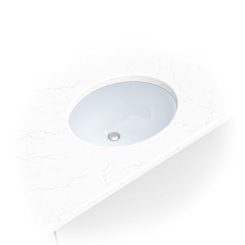 MSI 17 inch x 14 inch Oval Porcelain Ceramic Undermount Bathroom Vanity Vessel Sink, White MSI