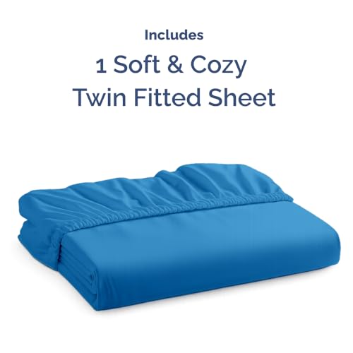 Twin Fitted Bed Sheet - Bottom Single Fitted Sheet Only - Soft Hotel Luxury Bedding w/ 8-16 Inch Deep Pockets - Breathable, Cooling & Wrinkle Free - Easy-Care, Fade and Shrink Resistant - Royal Blue CGK Unlimited