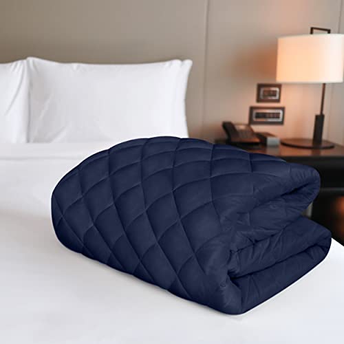 Utopia Bedding Quilted Fitted Mattress Pad, Twin Size, Elastic Fitted Mattress Topper Protector and Cover with Deep Pocket Stretches up to 16 Inches, Machine Washable (Navy) Utopia Bedding