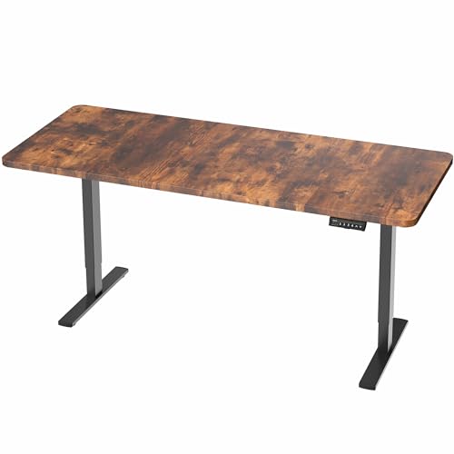 VIVO Electric 71 x 30 in Rustic Standing Desk, Memory Height Adjustment, 1B Series, Holds 220 lbs, Vintage Brown Top Black Frame, DESK-KIT-1B7N VIVO
