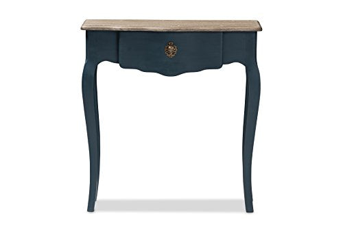 Baxton Studio Elancourt Classic and Provincial Spruce Finished Console Table, Blue Baxton Studio