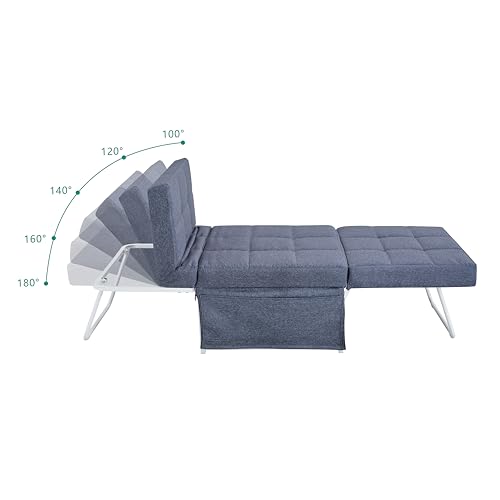 Folding Ottoman Bed with Adjustable Backrest, Futon Couch, Convertible Chair into Sofa Bed for Living Room Apartment Office Small Space Generic