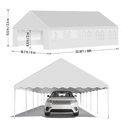 20x32ft Party Tent Heavy Duty Wedding Tent Outdoor Canopy Event Shelters Galvanized Canopy Commercial Tent with Removable Sidewall Windows for Outdoor Events Wedding Birthday Hipicute