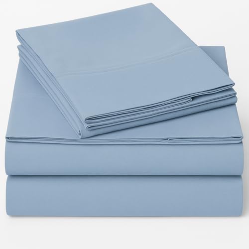 Exotic Linen Twin Size Sheets Set - 4 Piece Set - Hotel Luxury Bed Sheets - Extra Soft - 10" Deep Pockets - Easy Fit - Breathable & Cooling - Comfy -Light Blue Solid - 100% Cotton Sheets - 4 PC Exotic Linen