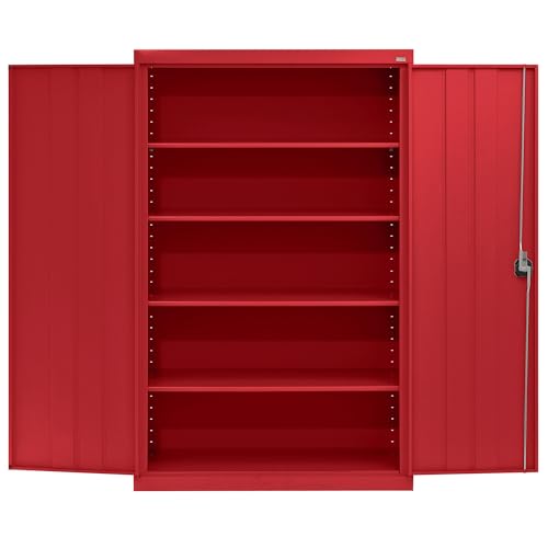 Sandusky Lee EA4R462472-01 Elite Garage Storage Cabinet, Steel Utility Cabinet with Adjustable Shelves, 72"H, Red Sandusky