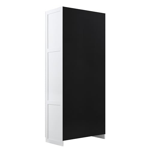 Manhtattan Comfort Hopkins Modern Freestanding Storage Closet with 7 Spacious Shelves and Soft Close Doors, Multipurpose Wardrobe Cabinet for Bedroom, 72" High, Large, White Manhattan Comfort