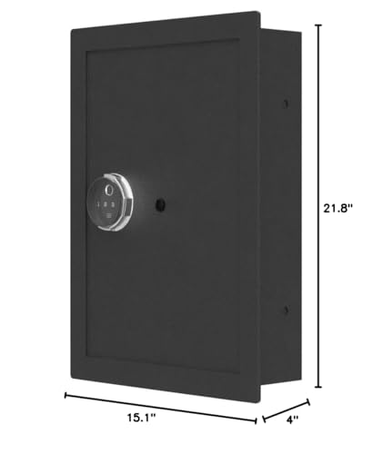 Biometric Wall Safe, Hidden Fingerprint Security Wall Safe, In Wall Safe Between Studs, Perfect for Home/Office/Hotel, Secure Handgun, Documents, Jewelry, Valuables Black LANGGER V
