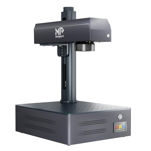 Monport 30W Pro Integrated MOPA Fiber Laser Engraver, 6.9"x6.9” Working Area, LightBurn Compatible, 3D Relief Engraving Color Marking Machine with One-Touch Autofocus, JPT Laser Source Monport