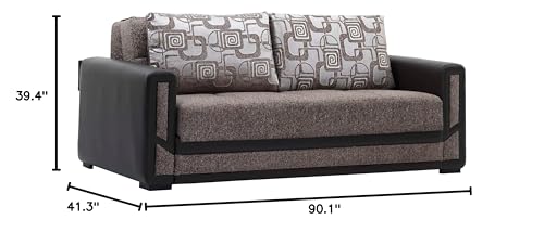 Sweet Home Stores 78" Pull Out Bed with Storage, Firm, Fabric, 650 lbs Capacity, Sleeper Sofa, Futon for Living Room or Home Office Convertible Couch, Brown Sweet Home Stores