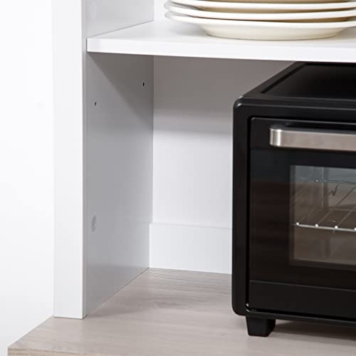 HOMCOM 70" White Kitchen Hutch with Adjustable Shelves and Open Countertop Storage HOMCOM