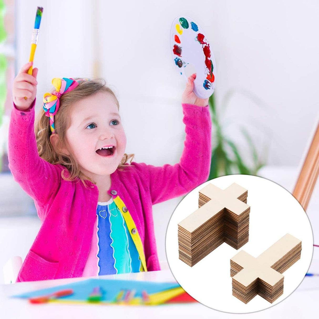 36 Pieces Blank Wood Cutouts Unfinished Cross Shaped Wooden Pieces for DIY Arts Craft Project, Decor WoodArtSupply