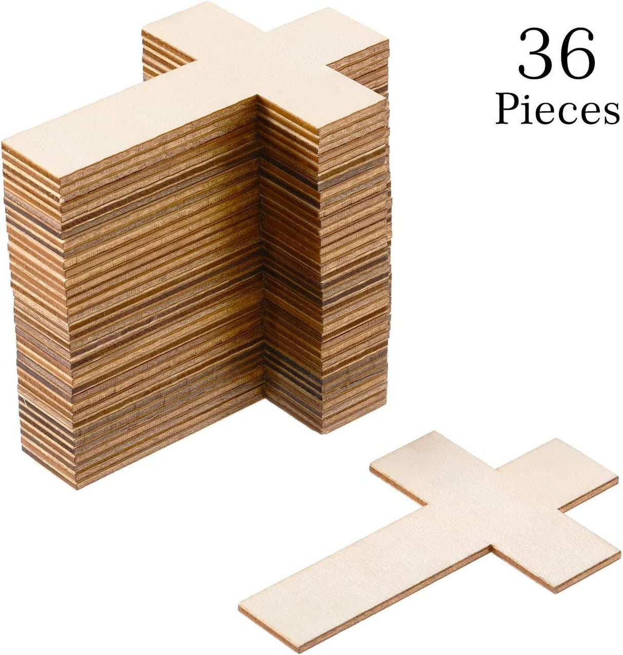36 Pieces Blank Wood Cutouts Unfinished Cross Shaped Wooden Pieces for DIY Arts Craft Project, Decor WoodArtSupply