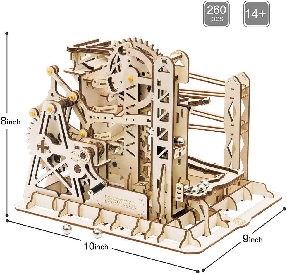 3D Wooden Mechanical Gears Assembly Puzzle & Marble Run Craft Kit WoodArtSupply