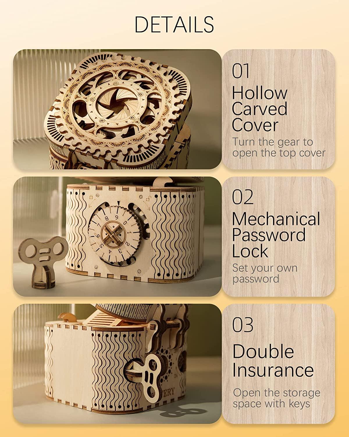 3D Wooden Treasure Box Puzzle Kit for Creative DIY Fun WoodArtSupply