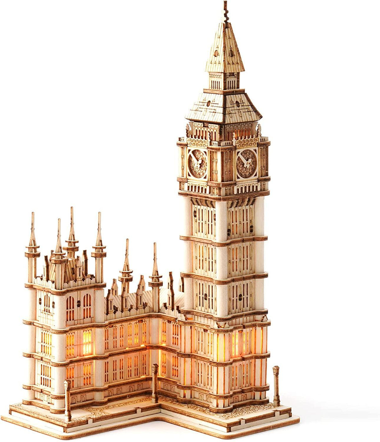 DIY Big Ben 3D Wooden Puzzle Kit with LED Light for Teens and Adults WoodArtSupply