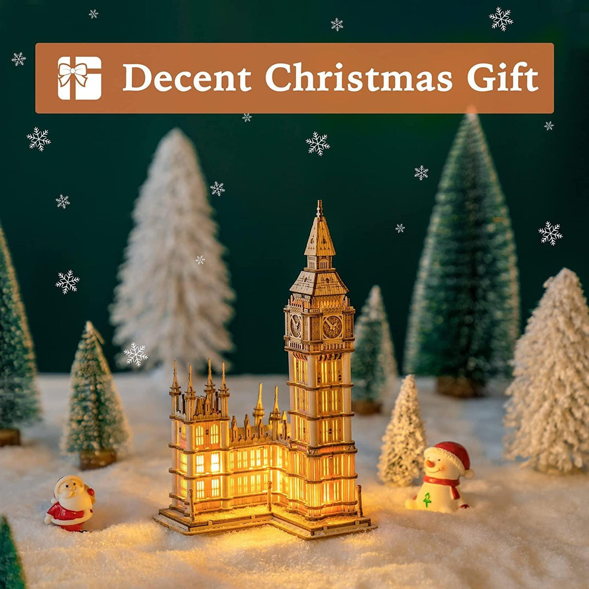 DIY Big Ben 3D Wooden Puzzle Kit with LED Light for Teens and Adults WoodArtSupply