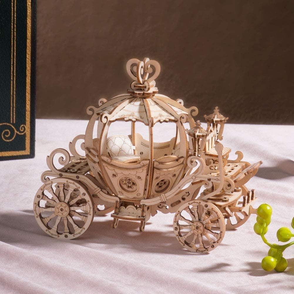 Cinderella-Inspired 3D Wooden Pumpkin Cart Puzzle Kit for Adults and Kids WoodArtSupply