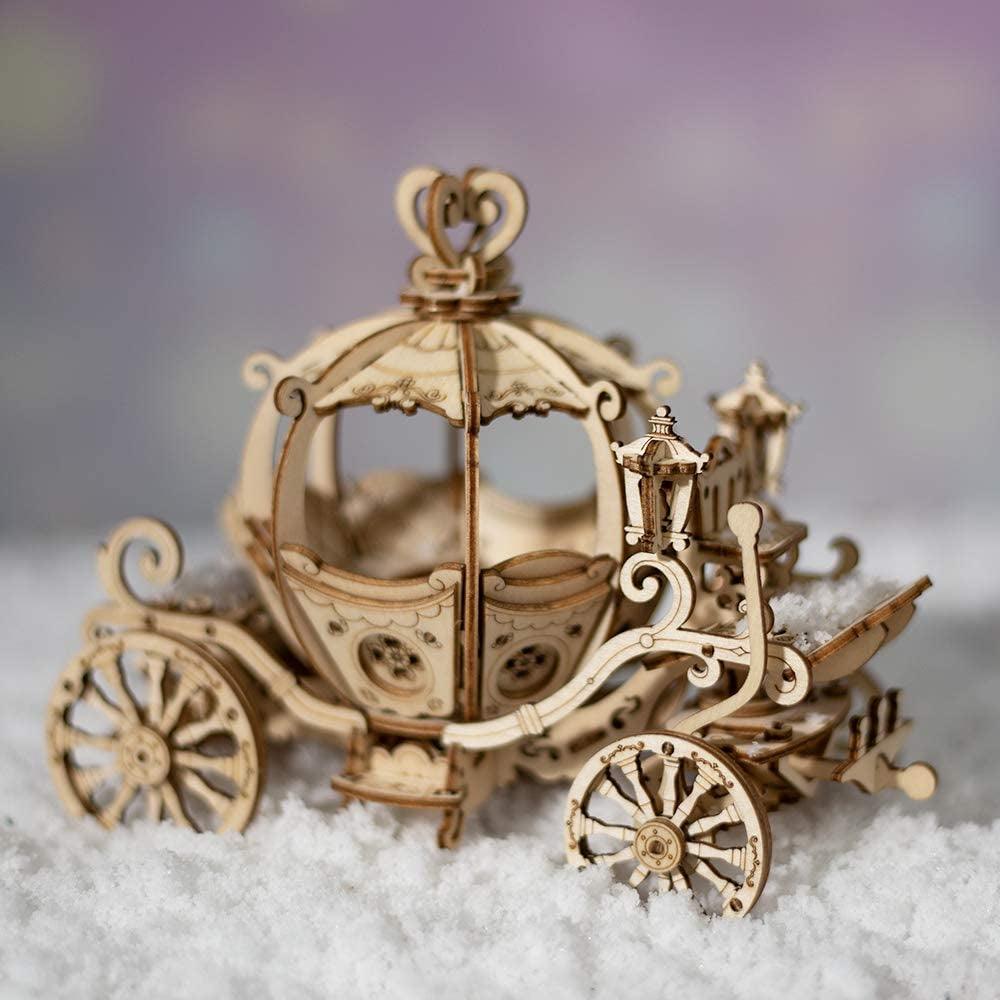 Cinderella-Inspired 3D Wooden Pumpkin Cart Puzzle Kit for Adults and Kids WoodArtSupply