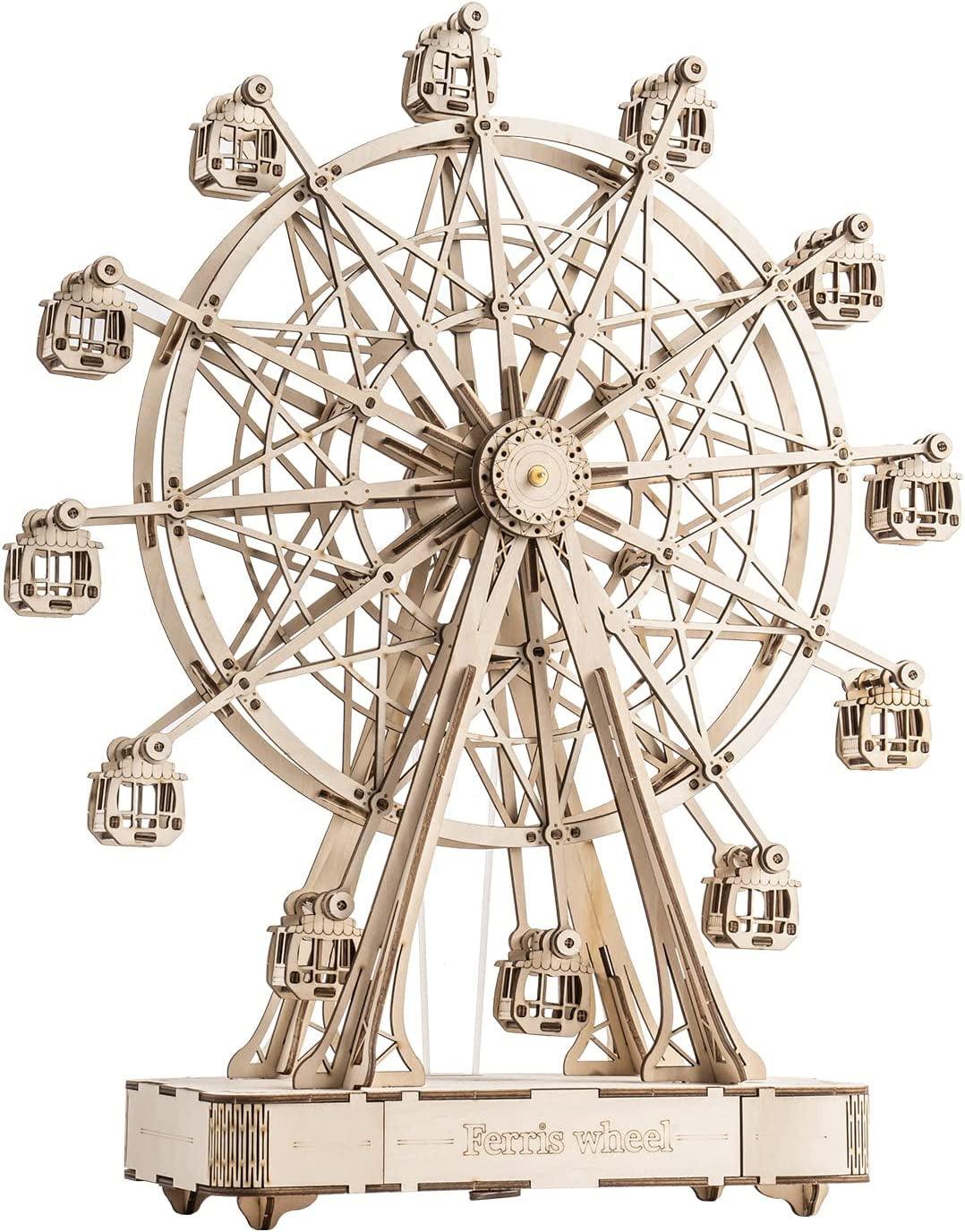 Vintage Ferris Wheel Wooden Music Box 3D Puzzle Kit for Adults WoodArtSupply