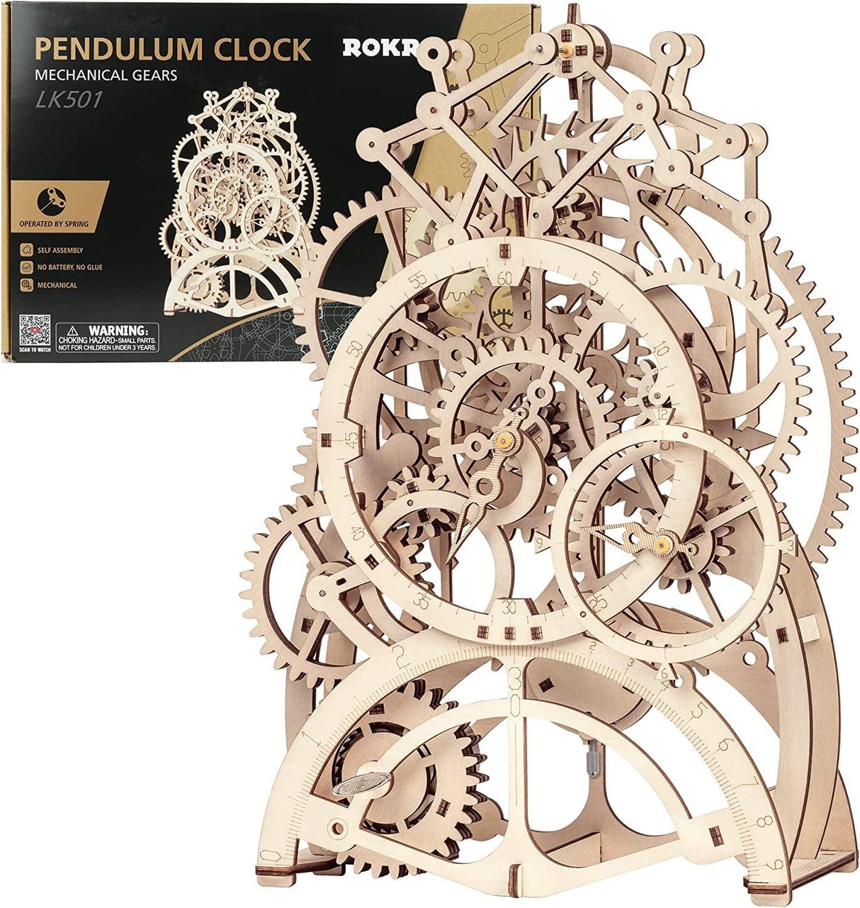 3D Wooden Mechanical Pendulum Clock Puzzle Kit - Engaging Family Craft Toy WoodArtSupply