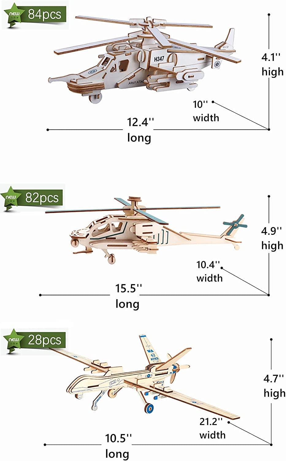 3D Wooden Aircraft & Helicopter Puzzle Set - 6 Premium Models for Interactive Building Fun WoodArtSupply
