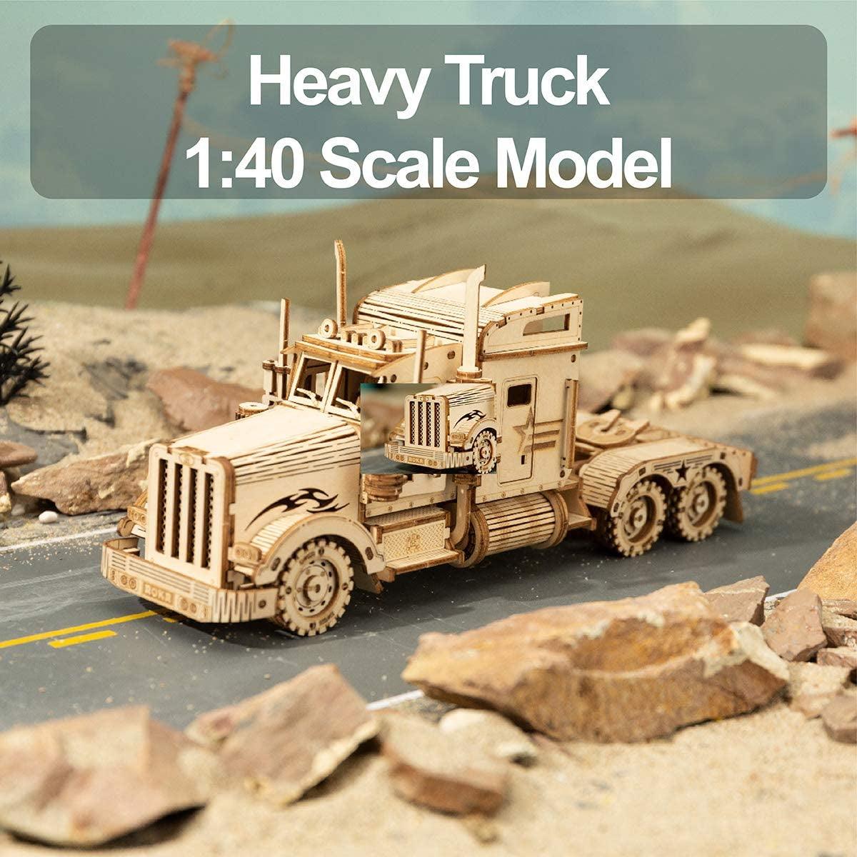 3D Wooden Heavy Truck Puzzle for Adults - Mechanical Model Building Kit WoodArtSupply