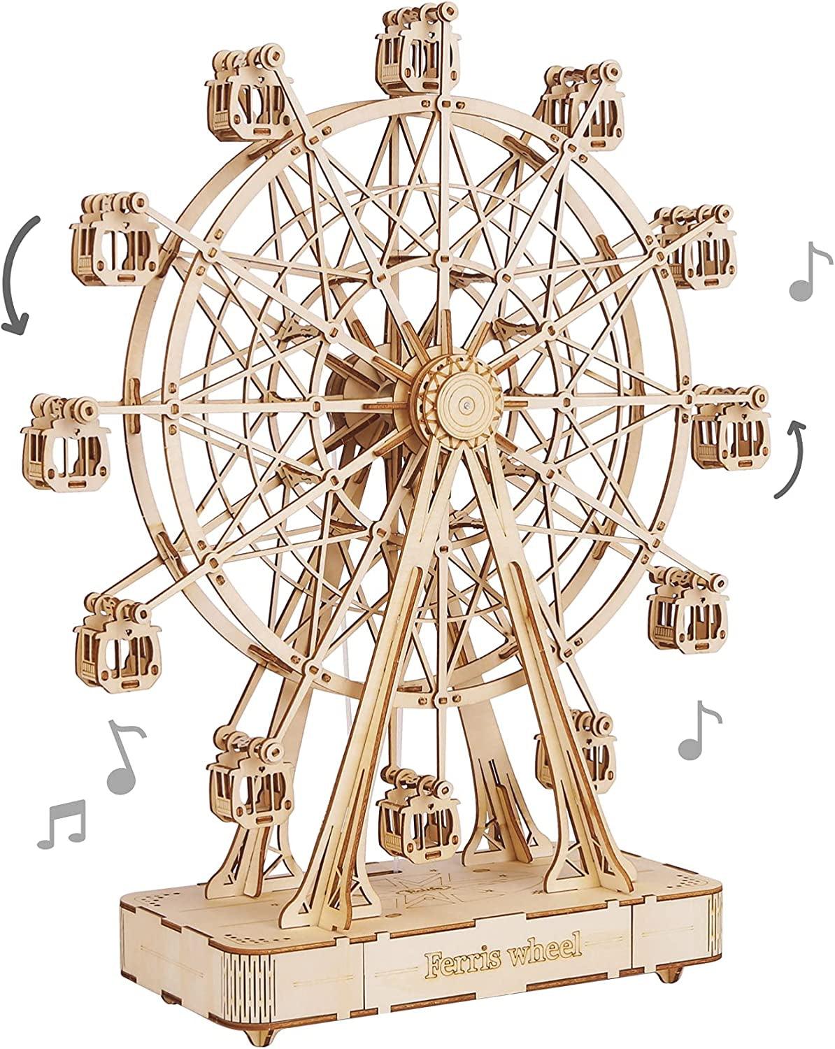 Hand Crank Music Box 3D Wooden Puzzle - DIY Craft Kit for Creative Fun WoodArtSupply