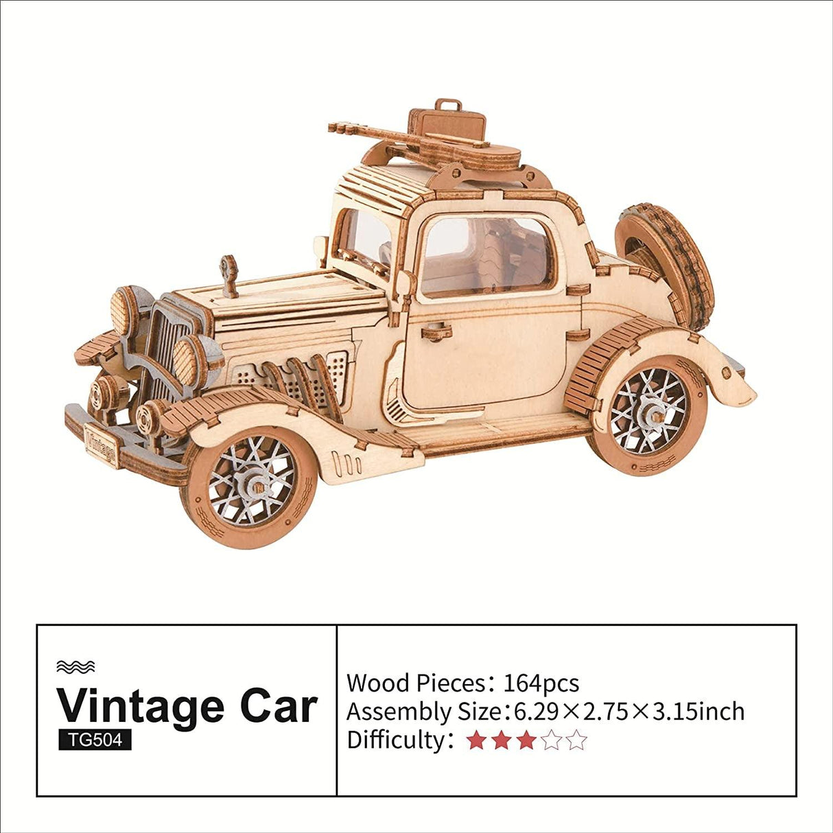 Vintage Car 3D Wooden Puzzle DIY Model Kit - Perfect Craft Gift for Collectors WoodArtSupply