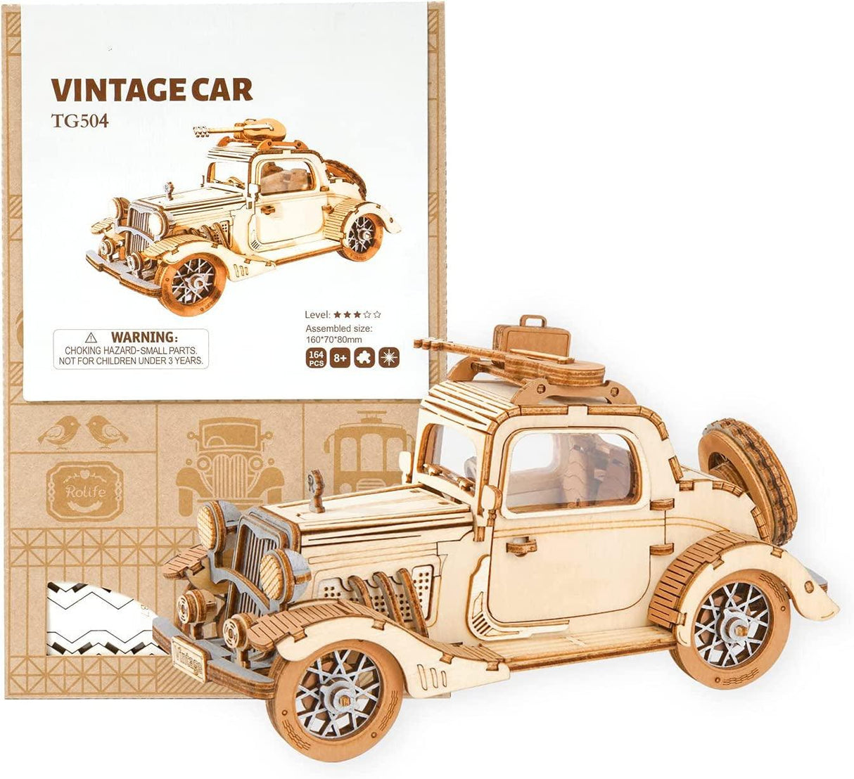 Vintage Car 3D Wooden Puzzle DIY Model Kit - Perfect Craft Gift for Collectors WoodArtSupply