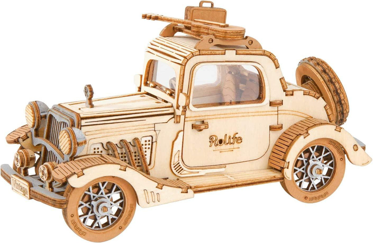 3D Wooden Antique Car Model Kit - Detailed Collectible Puzzle for Adults WoodArtSupply