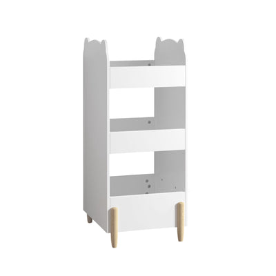 Bear Shaped Bookshelf With Chalkboard Side, 3-Tier Storage Organizer For Playroom - White