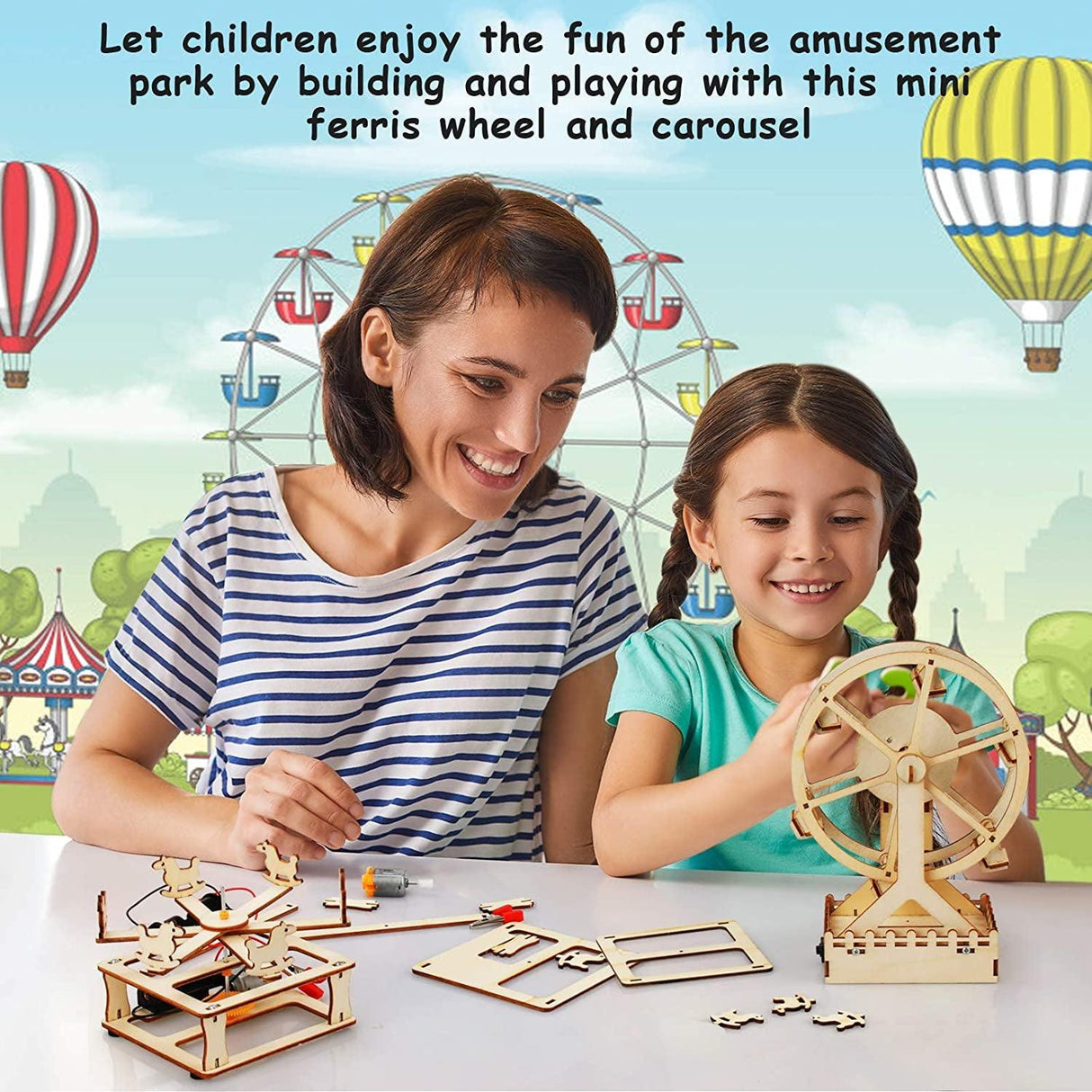 4 in 1 STEM Kit, Wooden Construction Science Projects Mechanical Model Kit, 3D Building Puzzle, DIY Educational Toys WoodArtSupply