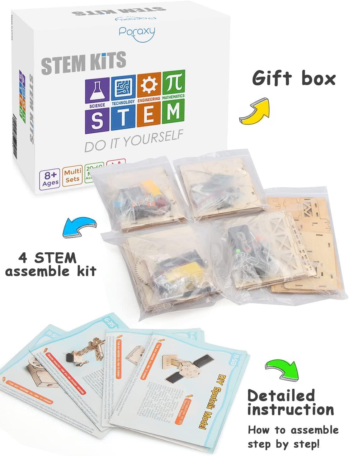 4-in-1 STEM Wooden Puzzle Kits for Kids Age 8-12 - Build & Learn with 3D Models WoodArtSupply