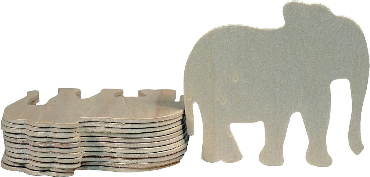 4 Inch Unfinished Wooden Elephant Shapes, Pack of 12, Ready to Paint or Decorate WoodArtSupply