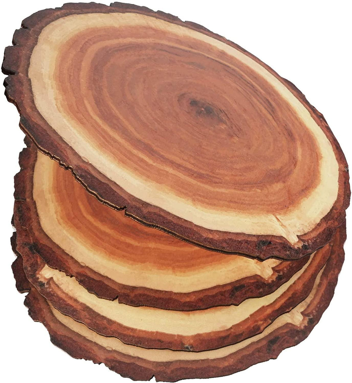 4 Pack 12 Inch X 5MM Artificial Thin UV Printed round Plywood, Imitative Rustic Wood Slices Place Mats WoodArtSupply