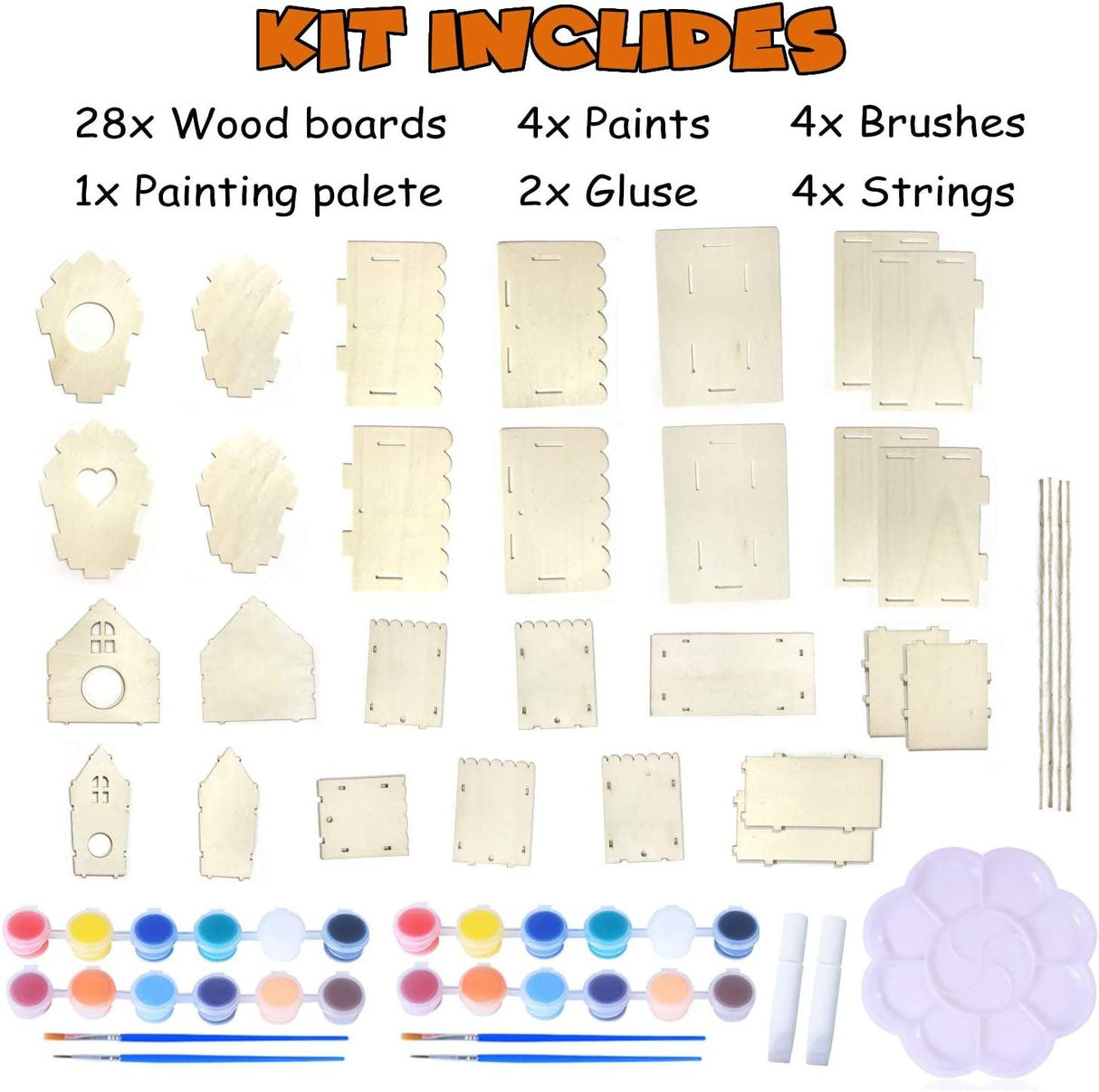 4 Pack Bird House Crafts for Kids Ages 5-8 8-12, Buildable DIY Birdhouse Kit for Children to Build WoodArtSupply