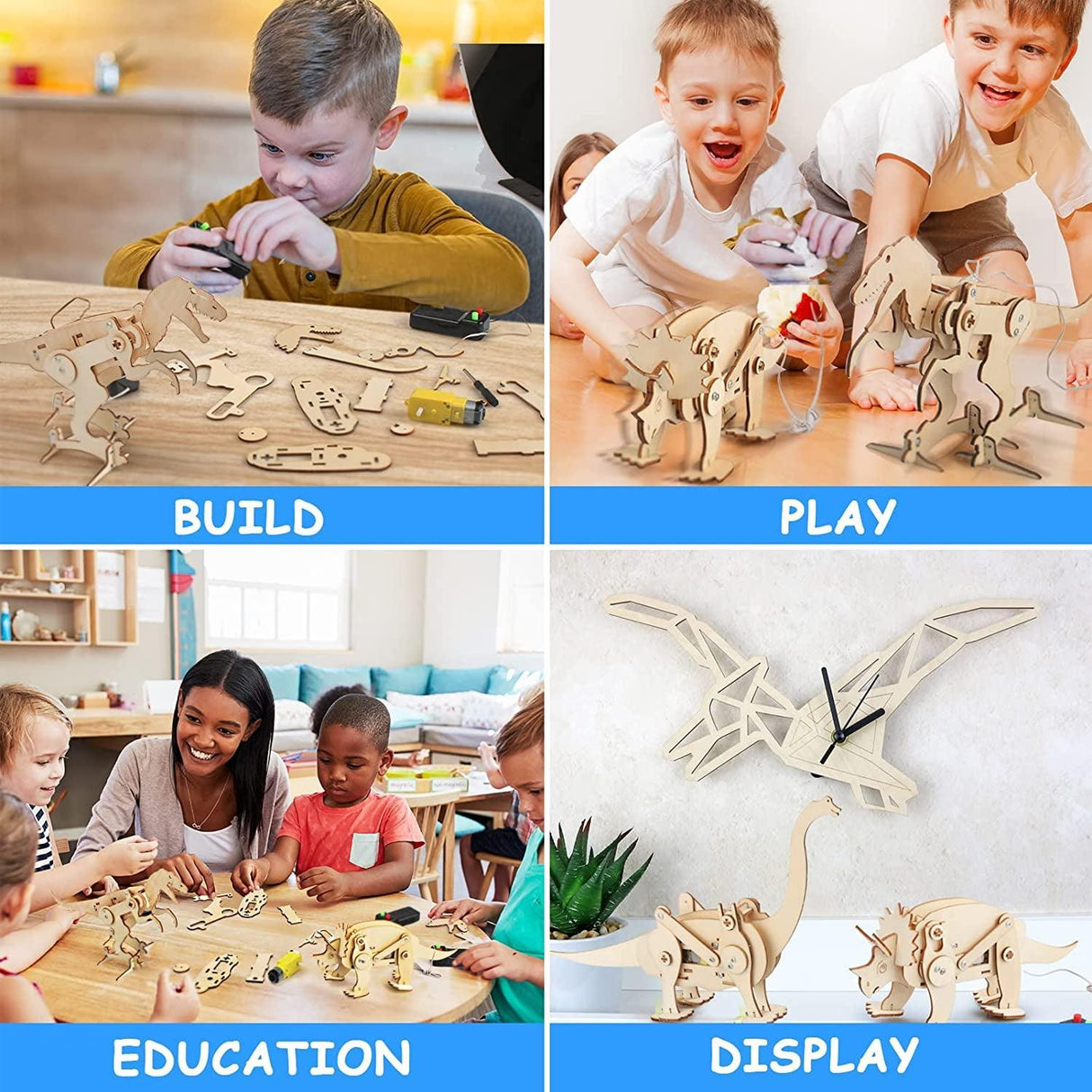 4 Pack Dinosaur Toys for Kids, STEM Kit, Boys Toys Age 8-10 Years Old, Assembly 3D Wooden Puzzle, DIY Educational Science Building WoodArtSupply