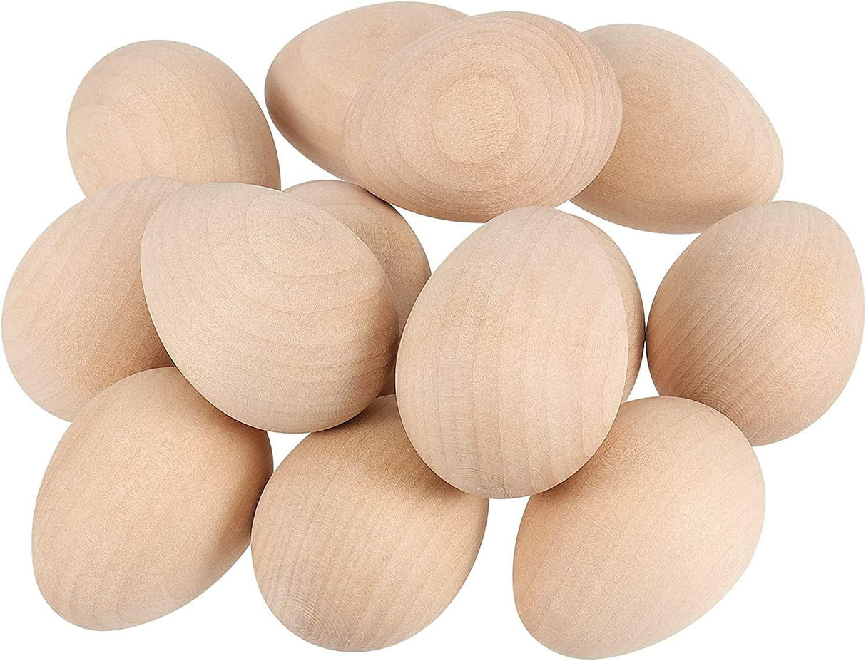40 Pack 2-1/2 X 1-3/4" Unpainted Wooden Eggs Unfinished Wood Easter Eggs Smooth Crafts Decorations WoodArtSupply