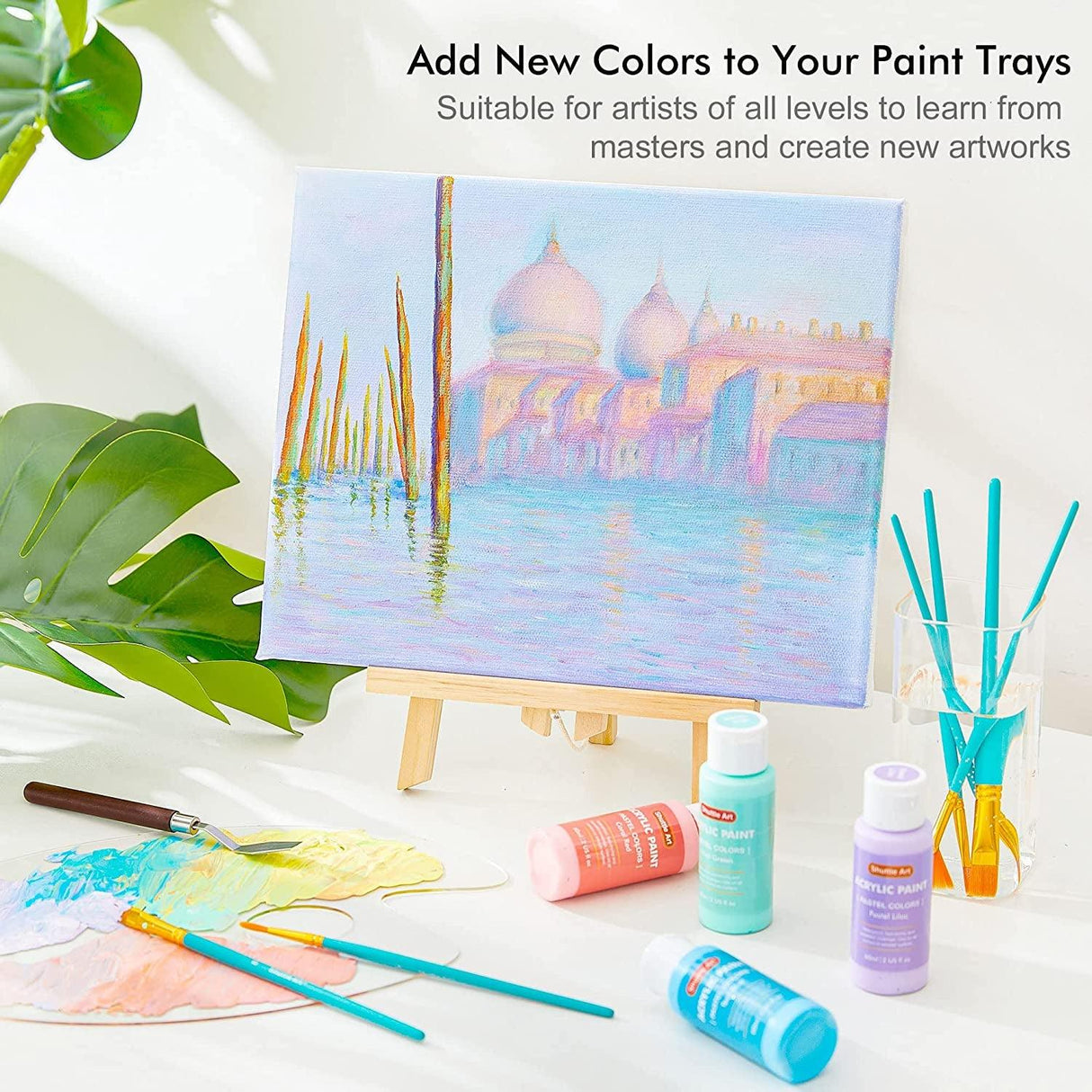 40 Pack Pastel Acrylic Paint Set, 30 Colors Acrylic Paint with 10 Paint Brushes, 60Ml/2Oz Bottles WoodArtSupply