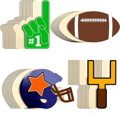 40 Pieces Football Theme Unfinished Wood Football Helmet Shaped Wood Slices Wooden Sports Cutout Football